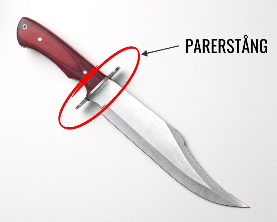 Bowie fältkniv med parerstång på båda sidor