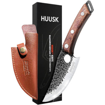 Huusk kockkniv med l&auml;derfodral